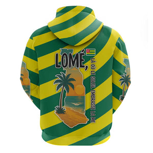 Lome Togo Sunset Hoodie - Palm Trees and Ocean Embrace Design