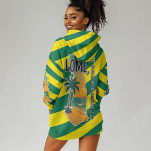 Lome Togo Sunset Hoodie Dress - Palm Trees and Ocean Embrace Design