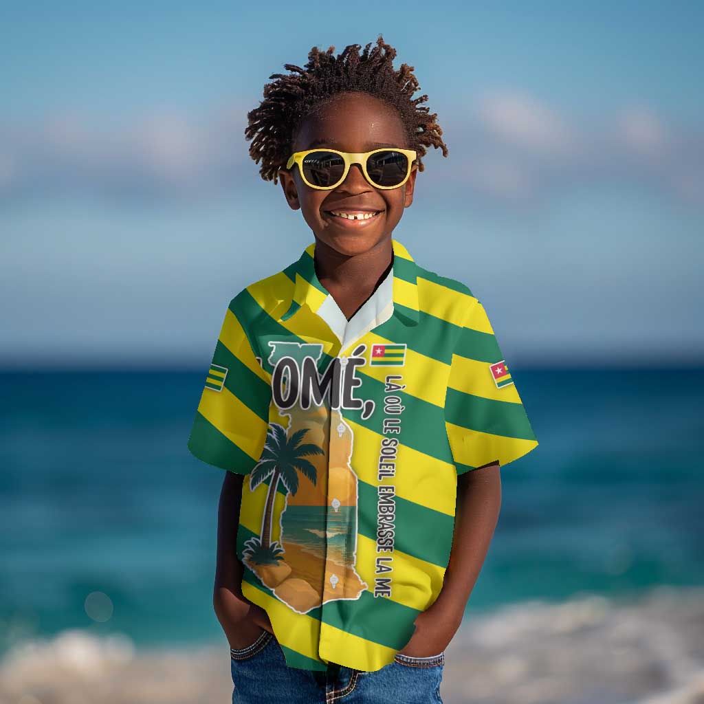 Lome Togo Sunset Kid Hawaiian Shirt - Palm Trees and Ocean Embrace Design
