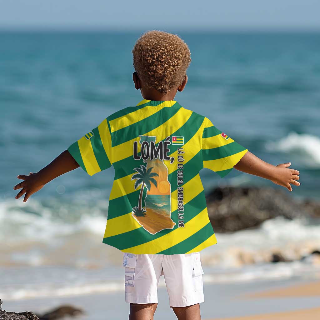 Lome Togo Sunset Kid Hawaiian Shirt - Palm Trees and Ocean Embrace Design