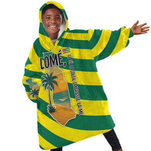 Lome Togo Sunset Kid Wearable Blanket Hoodie - Palm Trees and Ocean Embrace Design