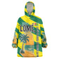 Lome Togo Sunset Kid Wearable Blanket Hoodie - Palm Trees and Ocean Embrace Design
