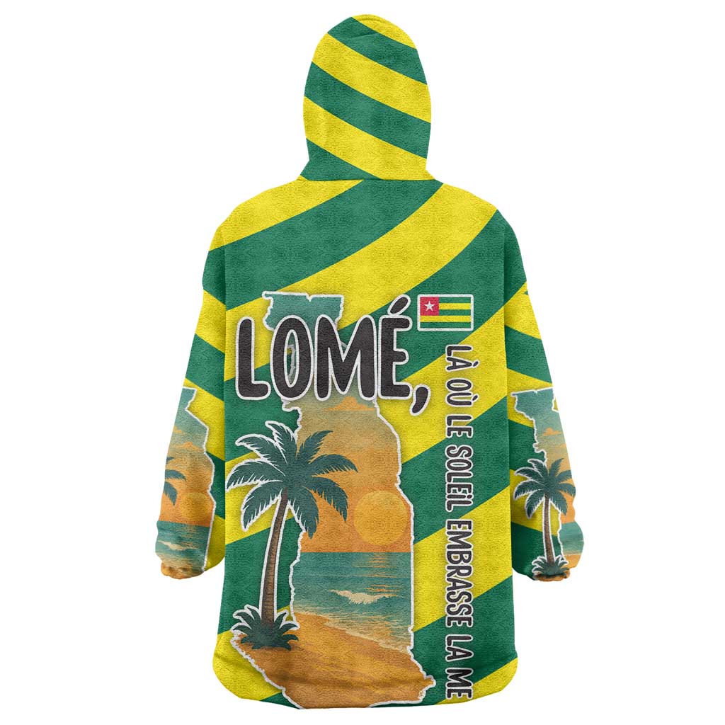 Lome Togo Sunset Kid Wearable Blanket Hoodie - Palm Trees and Ocean Embrace Design