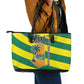 Lome Togo Sunset Leather Tote Bag - Palm Trees and Ocean Embrace Design