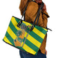 Lome Togo Sunset Leather Tote Bag - Palm Trees and Ocean Embrace Design
