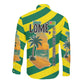 Lome Togo Sunset Long Sleeve Button Shirt - Palm Trees and Ocean Embrace Design