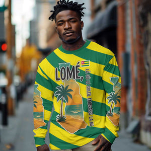 Lome Togo Sunset Long Sleeve Shirt - Palm Trees and Ocean Embrace Design