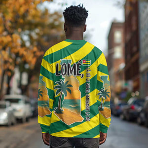 Lome Togo Sunset Long Sleeve Shirt - Palm Trees and Ocean Embrace Design