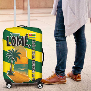 Lome Togo Sunset Luggage Cover - Palm Trees and Ocean Embrace Design