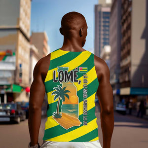 Lome Togo Sunset Men Tank Top - Palm Trees and Ocean Embrace Design