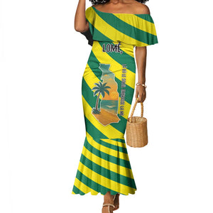 Lome Togo Sunset Mermaid Dress - Palm Trees and Ocean Embrace Design