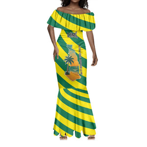 Lome Togo Sunset Mermaid Dress - Palm Trees and Ocean Embrace Design