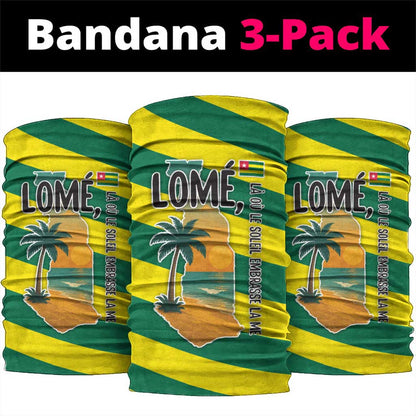 Lome Togo Sunset Neck Gaiter - Palm Trees and Ocean Embrace Design - African Pride