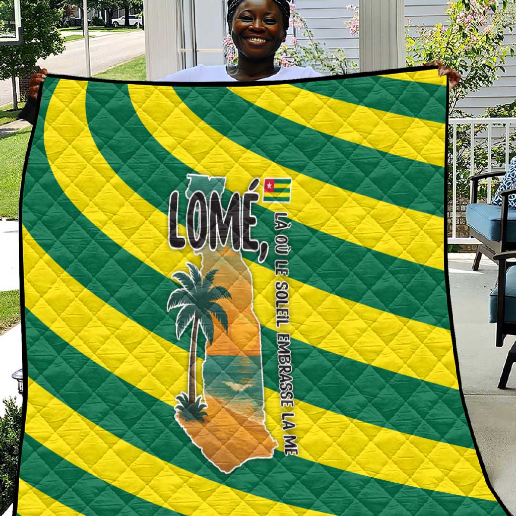 Lome Togo Sunset Quilt - Palm Trees and Ocean Embrace Design