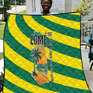 Lome Togo Sunset Quilt - Palm Trees and Ocean Embrace Design