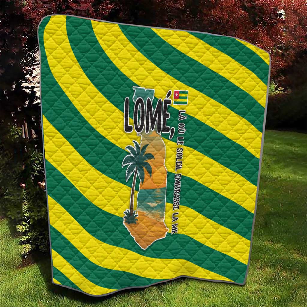 Lome Togo Sunset Quilt - Palm Trees and Ocean Embrace Design