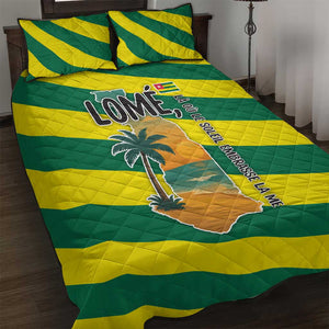Lome Togo Sunset Quilt Bed Set - Palm Trees and Ocean Embrace Design
