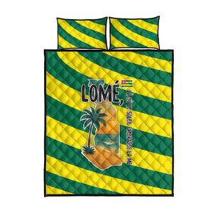 Lome Togo Sunset Quilt Bed Set - Palm Trees and Ocean Embrace Design