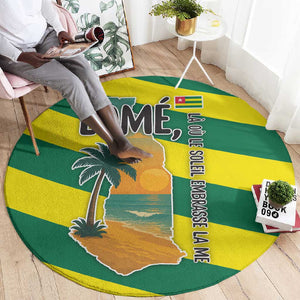 Lome Togo Sunset Round Carpet - Palm Trees and Ocean Embrace Design