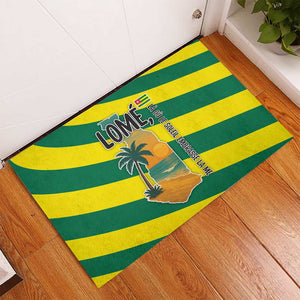 Lome Togo Sunset Rubber Doormat - Palm Trees and Ocean Embrace Design