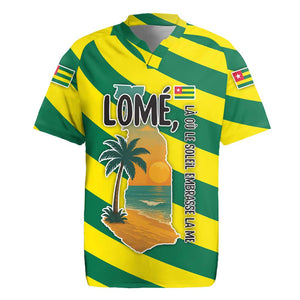 Lome Togo Sunset Rugby Jersey - Palm Trees and Ocean Embrace Design
