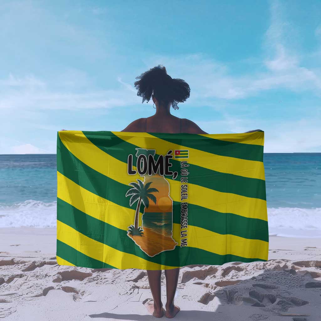 Lome Togo Sunset Sarong - Palm Trees and Ocean Embrace Design