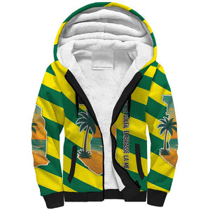 Lome Togo Sunset Sherpa Hoodie - Palm Trees and Ocean Embrace Design