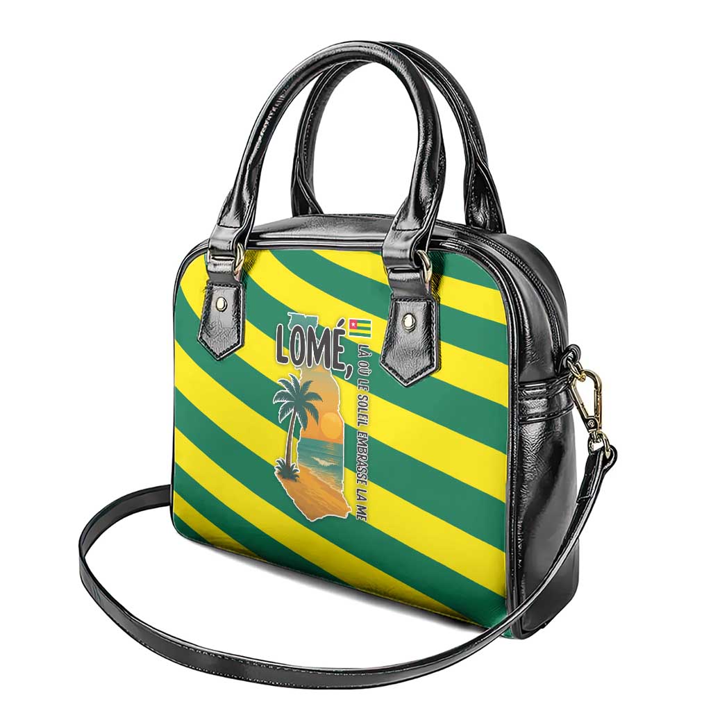 Lome Togo Sunset Shoulder Handbag - Palm Trees and Ocean Embrace Design