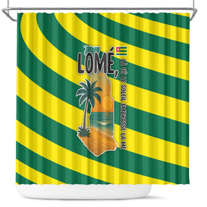 Lome Togo Sunset Shower Curtain - Palm Trees and Ocean Embrace Design