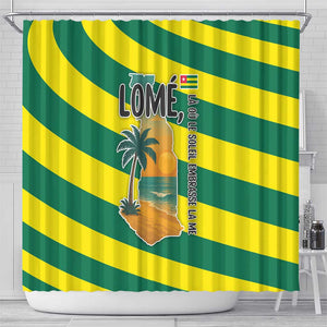 Lome Togo Sunset Shower Curtain - Palm Trees and Ocean Embrace Design