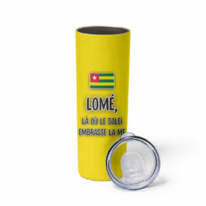 Lome Togo Sunset Skinny Tumbler - Palm Trees and Ocean Embrace Design
