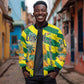 Lome Togo Sunset Sleeve Zip Bomber Jacket - Palm Trees and Ocean Embrace Design