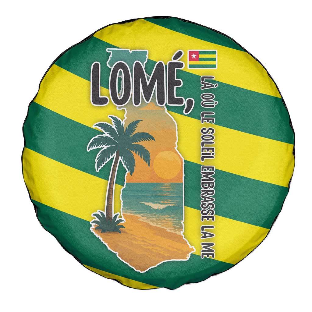 Lome Togo Sunset Spare Tire Cover - Palm Trees and Ocean Embrace Design