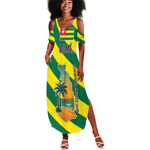 Lome Togo Sunset Summer Maxi Dress - Palm Trees and Ocean Embrace Design