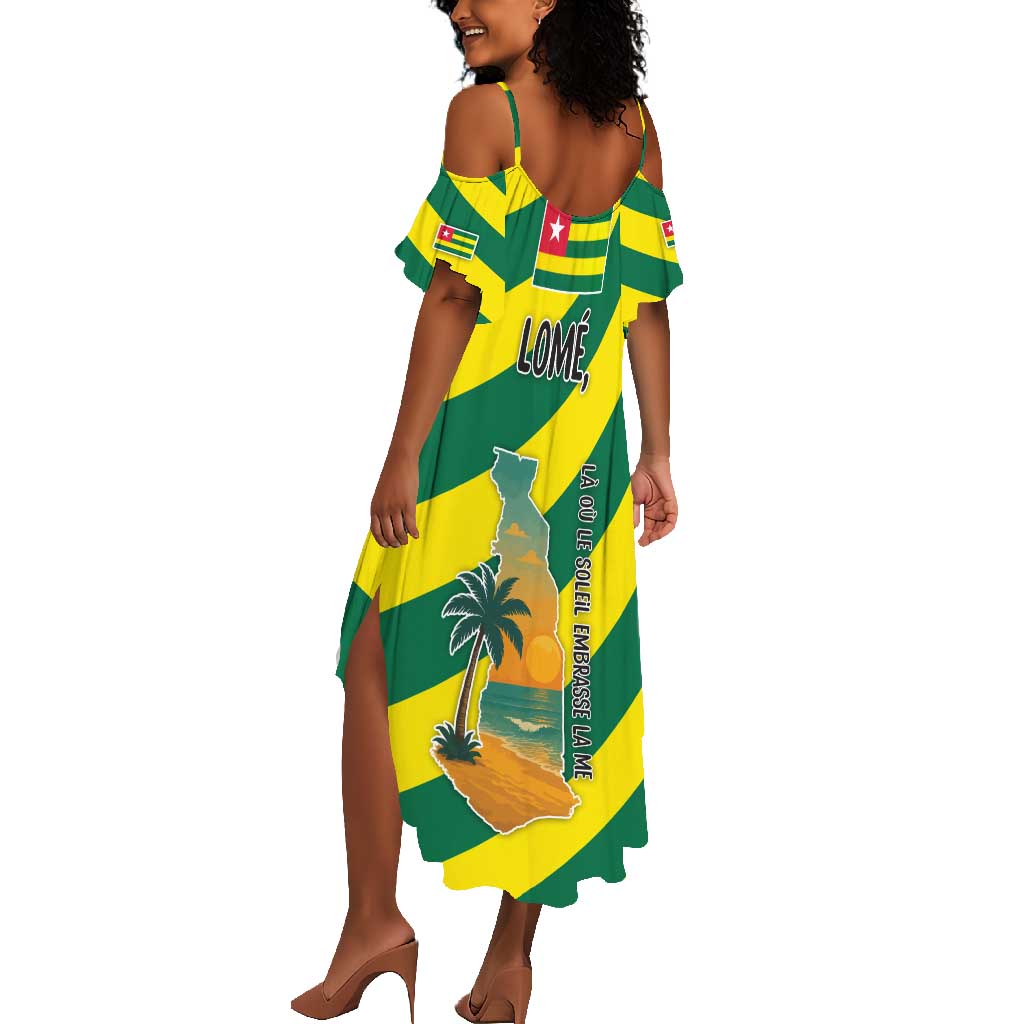 Lome Togo Sunset Summer Maxi Dress - Palm Trees and Ocean Embrace Design