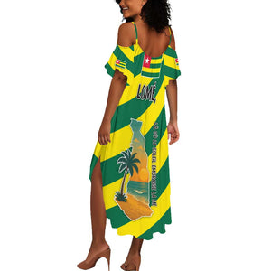 Lome Togo Sunset Summer Maxi Dress - Palm Trees and Ocean Embrace Design