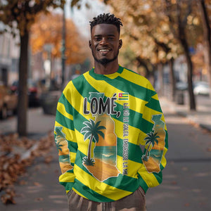 Lome Togo Sunset Sweatshirt - Palm Trees and Ocean Embrace Design