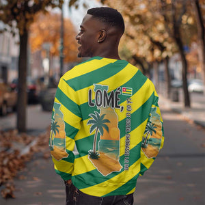 Lome Togo Sunset Sweatshirt - Palm Trees and Ocean Embrace Design