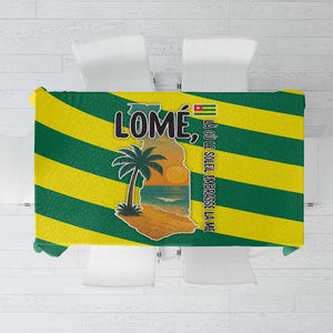 Lome Togo Sunset Tablecloth - Palm Trees and Ocean Embrace Design