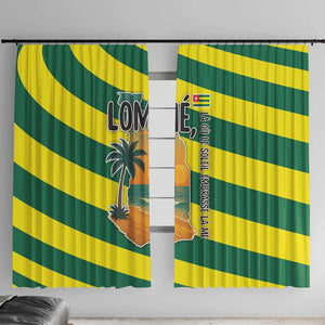 Lome Togo Sunset Window Curtain - Palm Trees and Ocean Embrace Design