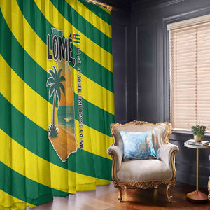 Lome Togo Sunset Window Curtain - Palm Trees and Ocean Embrace Design