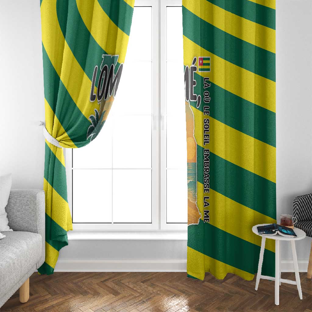 Lome Togo Sunset Window Curtain - Palm Trees and Ocean Embrace Design