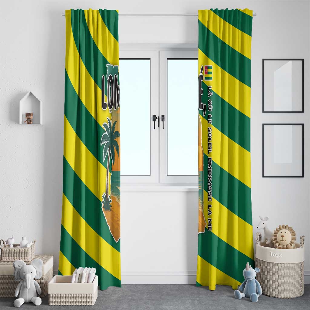 Lome Togo Sunset Window Curtain - Palm Trees and Ocean Embrace Design