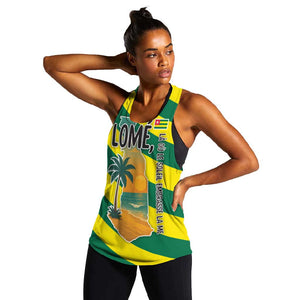 Lome Togo Sunset Women Racerback Tank - Palm Trees and Ocean Embrace Design