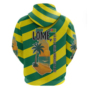Lome Togo Sunset Zip Hoodie - Palm Trees and Ocean Embrace Design