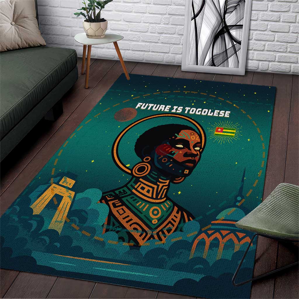 Futuristic Rug Design Togo Futuristic Afrocentric Woman Area Rug with Flag and Stars Design ...