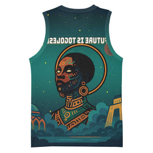 Togo Futuristic Afrocentric Woman Basketball Jersey with Flag and Stars Design - African Pride