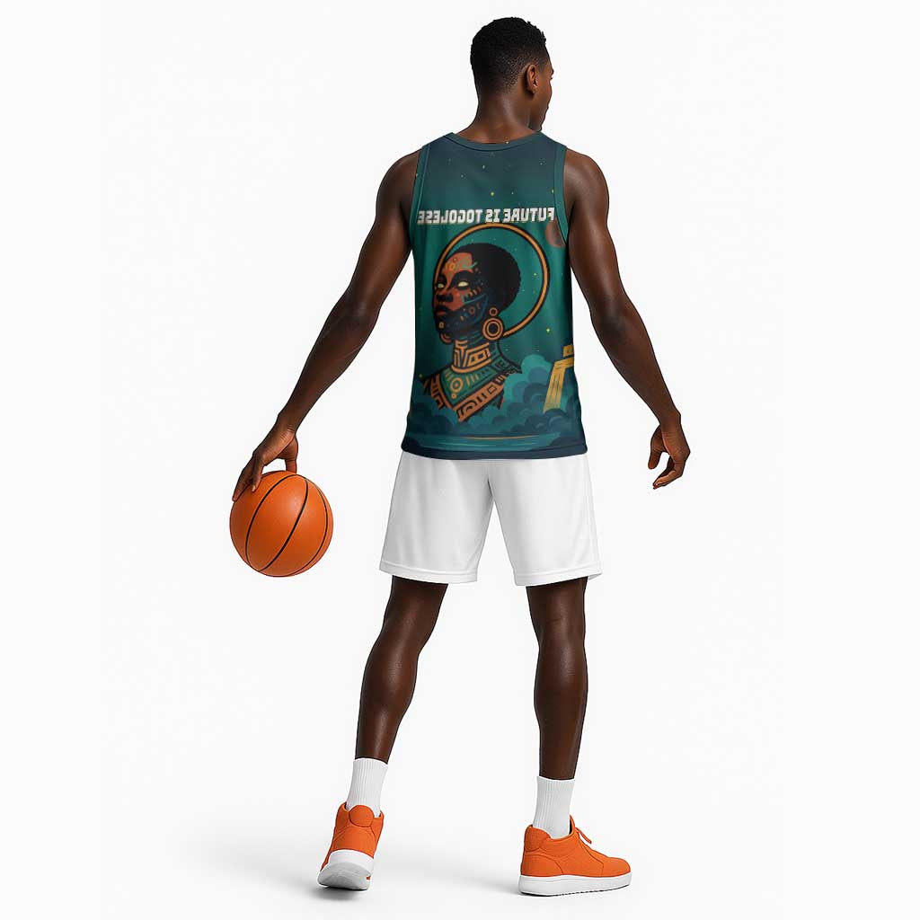 Togo Futuristic Afrocentric Woman Basketball Jersey with Flag and Stars Design - African Pride