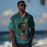 Togo Futuristic Afrocentric Woman Hawaiian Shirt with Flag and Stars Design