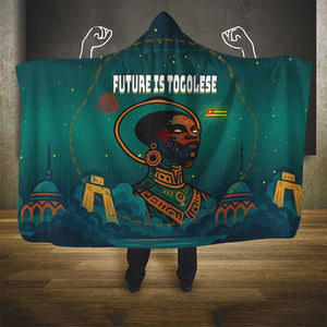 Togo Futuristic Afrocentric Woman Hooded Blanket with Flag and Stars Design